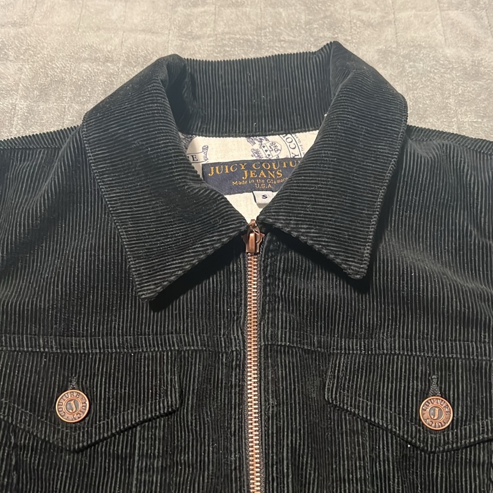 Juicy Couture Corduroy Bomber Jacket, Black, Size S - Picture 4 of 11